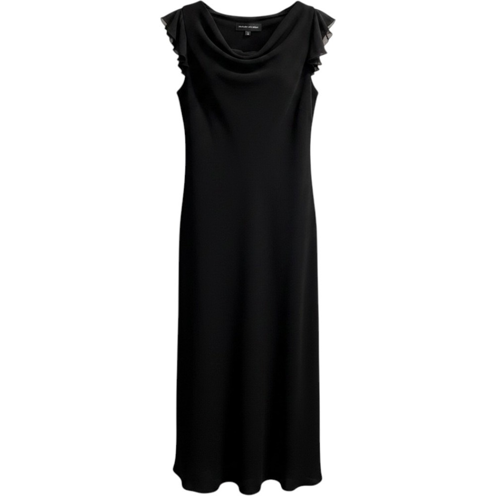 Vintage Jones Y2K Dress Black Silk Overlay Flutter Sleeve 10 Hoco Whimsigoth